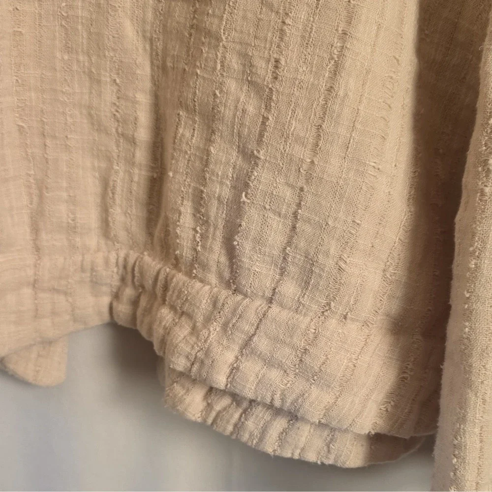 Free People Womens Beige Open Front Textured Collared Jacket Size SMALL